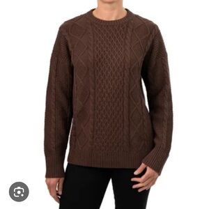 Kersh Women's Merino Cable Sweater - Brown